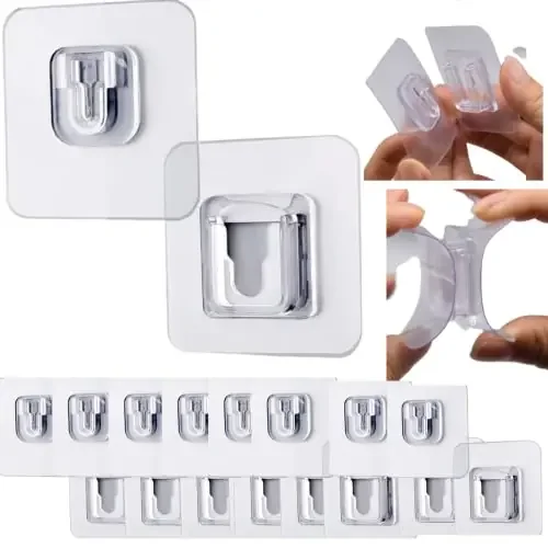 The Magic Makers Double Sided Adhesive Wall Hooks For Hanging Strong Adhesive Hooks For Wall Heavy Duty Wall Hook For Wall Adhesive Hooks For Hanging Hooks For Wall Hooks For Wall Heavy Duty (8 Pairs) Metal Transparent