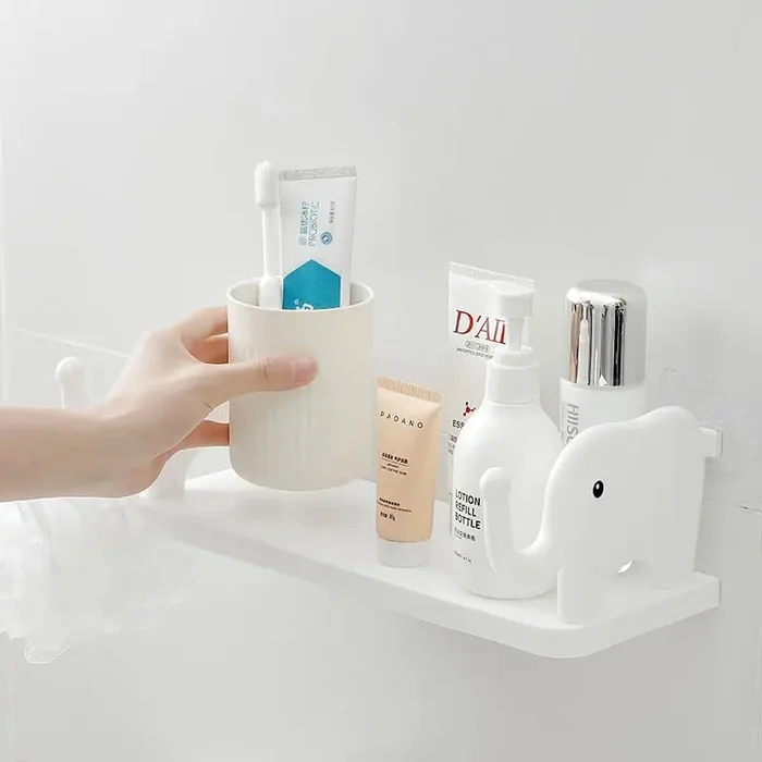 The Magic Makers Elephant Self Adhesive Bathroom Shelf Organizer (Pack Of 1) Shower Shelves For Bathroom Accessories Holder Bathroom Rack Without Drilling Bathroom Organiser Washroom Shelf Adhesive Wall Shelf
