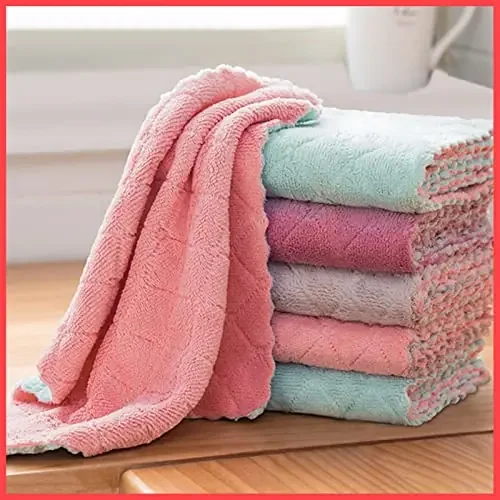 The Magic Makers Microfiber Cleaning Cloths 5 Pcs 24 X 24 Cms Multi-Colour Highly Absorbent Lint And Streak Free Multi -Purpose Wash Cloth For Kitchen Car Window Stainless Steel Silverware