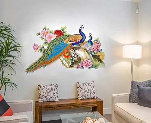 The Magic Makers Peacock Birds Nature‘ Wall Sticker (Pvc Vinyl 60 Cm X 90 Cm)Multicolour