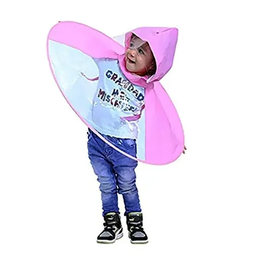 The Magic Makers Unisex Pvc Creative Hands-Free Ufo Waterproof Umbrella Rain Hat Headwear Cap- Multi Colour