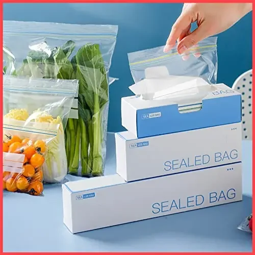 The Magic Makers Ziplock Covers (Pack Of 65 Pcs) Double Seal Bags Freezer/Microwave Safe Ziplock Pouch Fridge Food Vegetable Storage Bags Re-Usablewashabletransparent Bpa Free30 Small20 Medium15 Large