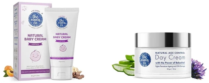The Moms Co. Baby Cream (50 gm) & Natural Age Control Day Cream for Sun Protection & Anti Ageing with Natural Retinol and Green Tea (50 gm)