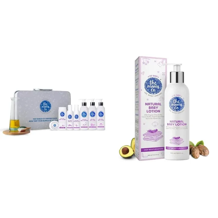The Moms Co Everything for Baby with Suitcase Gift Box & The Moms Co Natural Baby Lotion (400 ml)