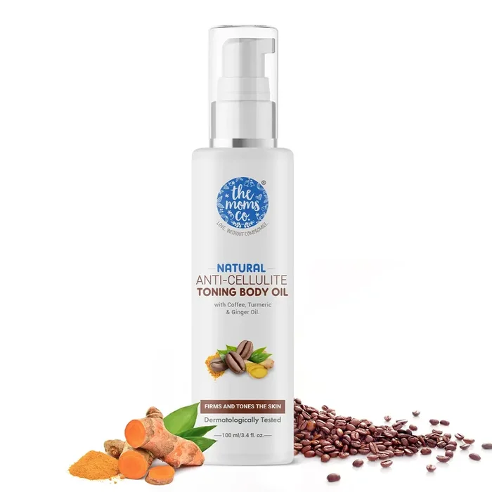 The Moms Co. Natural Anti-Cellulite Toning Body Oil Tightens Firms Tones and Reduces Fat With Coffee Turmeric and Ginger Oil For Women and Men 100 ml