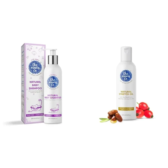 The Moms Co Natural Baby Shampoo (200 ml) & The Moms Co. Stretch Oil 100 ml