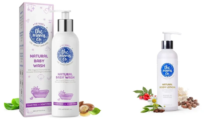 The Moms Co Natural Baby Wash (400 ml) & The Moms Co. Natural Body Lotion Deeply nourishes and moisturizes the skin Shea Butter Rosehip Oil Organic Chamomile and Jojoba Oils 200ML