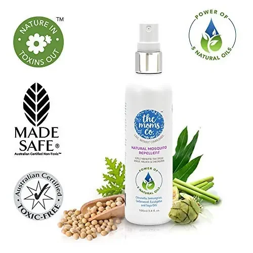 The Moms Co. Natural Mosquito Repellent for Babies Spray Power of 5 Natural Oils Australia-Certified Toxin-Free (100ml)