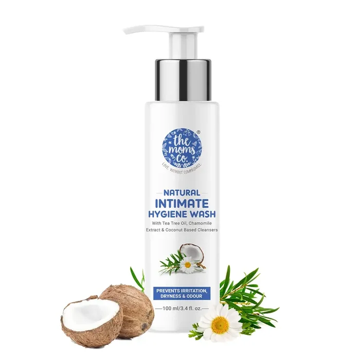 The Moms Co. Natural pH Balanced Intimate Hygiene Wash for Women 100 ml with Tea Tree Oil & Chamomile Extract Protects from Bacterial Infection and Soothes irritation