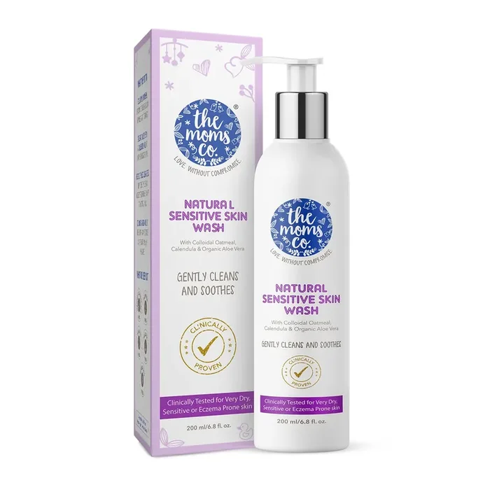 The Moms Co. Natural Sensitive Skin Wash – Very Dry Sensitive or Itchy Skin Wash with Daily Moisturizing for Very Dry Redness or Rashes Prone Skin 200ml