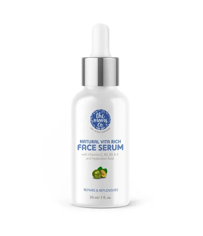 The Moms Co. Natural Vita Rich Face Serum for Deep HydrationPigmentation Fine Lines & Wrinkles with Hyaluronic AcidVitamin B3 B5 E (30 ml)