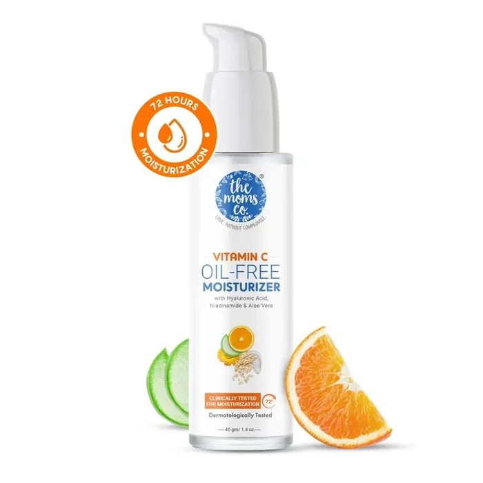 The Moms Co. Natural Vitamin C Oil-Free Moisturizer for Face With Hyaluronic Acid Niacinamide and Aloe Vera Regulates Oil Production Minimizes Acne & Controls Shine For Women and Men 40g
