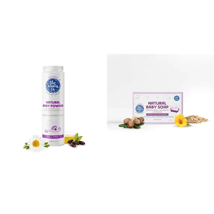 The Moms Co. Talc-Free Natural Baby Powder 200g & Natural Baby Soap (75gms)