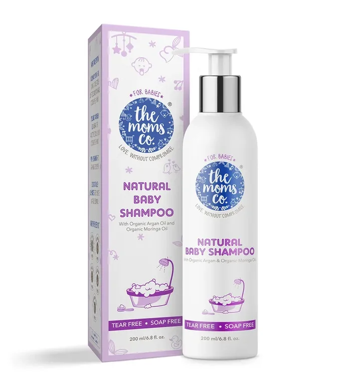 The Moms Co. Tear-Free Natural Baby Shampoo Australia-Certified Toxin-Free Cleans & Conditions Hair With Organic Argan Oil Moringa Oil & Coconut-based Cleansers- 200 ml