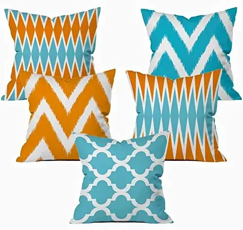the purple tree Printed Cotton Cushion Covers (16×16 inches, Multicolour) – Set of 5
