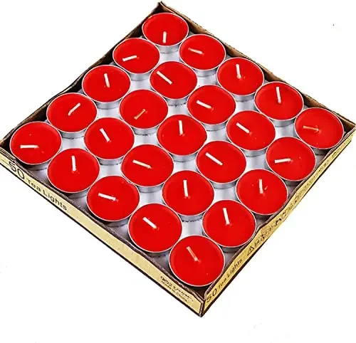 The Purple Tree Wax Tealight Candles for Home Decoration, Room, Bedroom, Birthday Decoration, Tea Lights Candle Holder Home Decor Items (Pack of 50, Red)