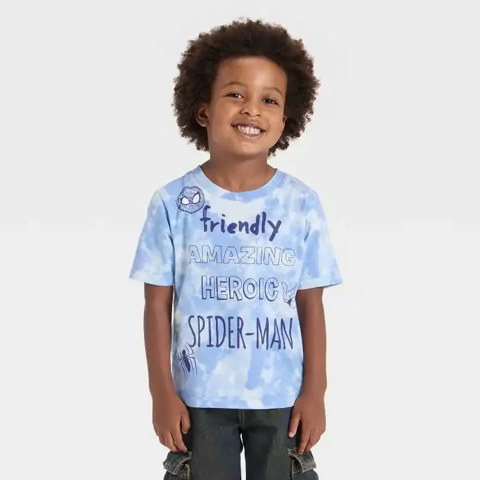 Toddler Boys‘ Marvel Spider-Man Short Sleeve Graphic T-Shirt – Blue 4T