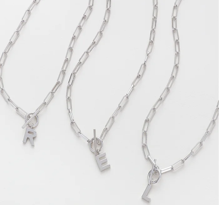 Toggle Initial Necklace in Silver – Natalie Wood Designs