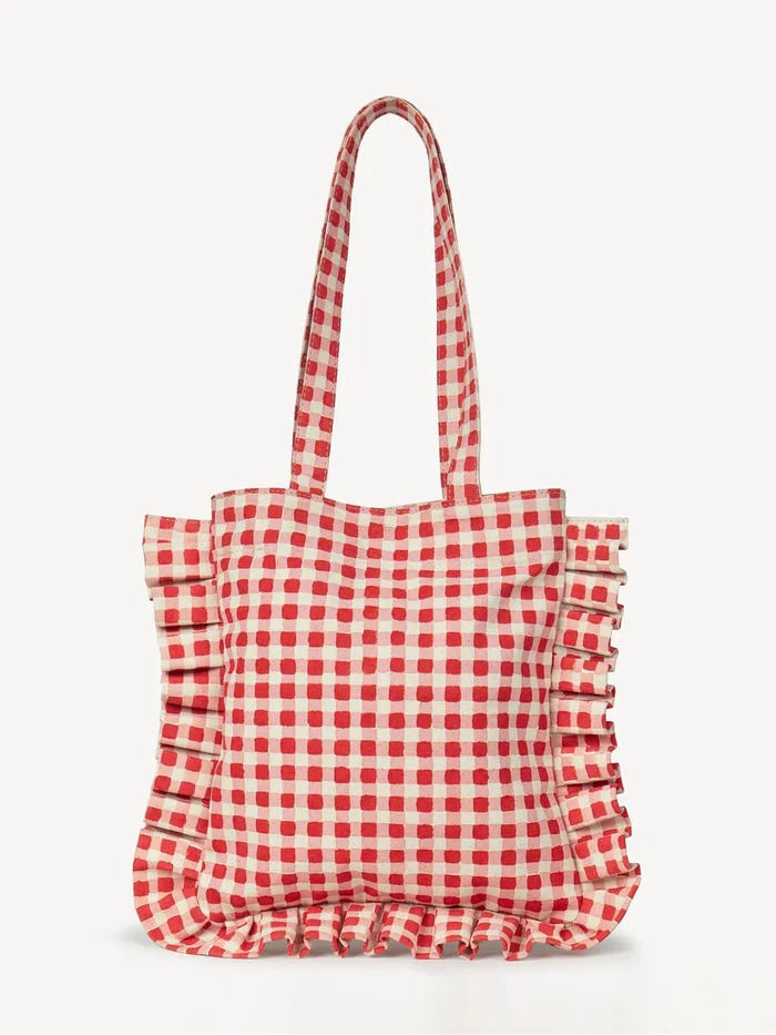 Tomato Gingham Momo Tote