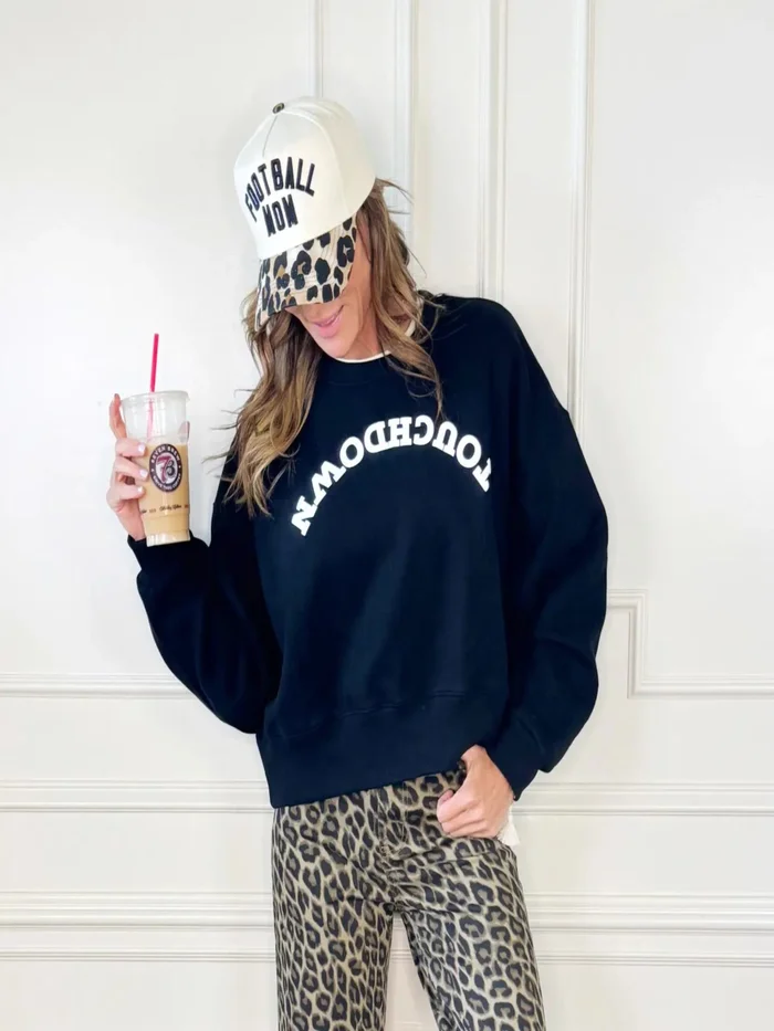 Touchdown Crop Sweater – Black