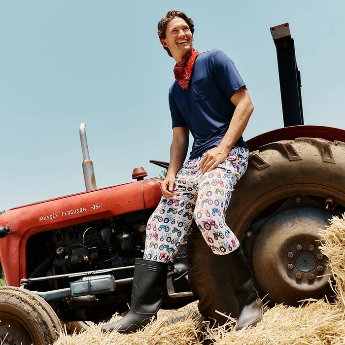 Tractor White Men’s Pajama Pants | Jonny