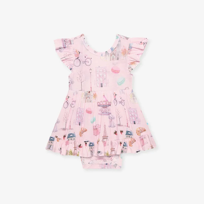 Travel Pink Ruffled Baby Bodysuit Dress | Posh Paris