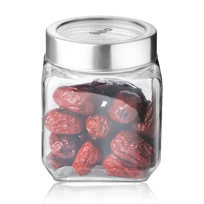 Treo By Milton Cube Storage Glass Jar 580 ml Transparent Food Grade Leak Proof Modular Kitchen Multipurpose Jar