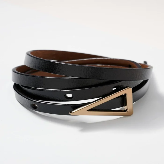 Triangle Leather Belt – Black
