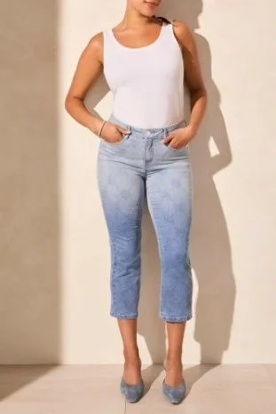 Tribal Audrey Dip Dye Crop Jeans-5802O-5231