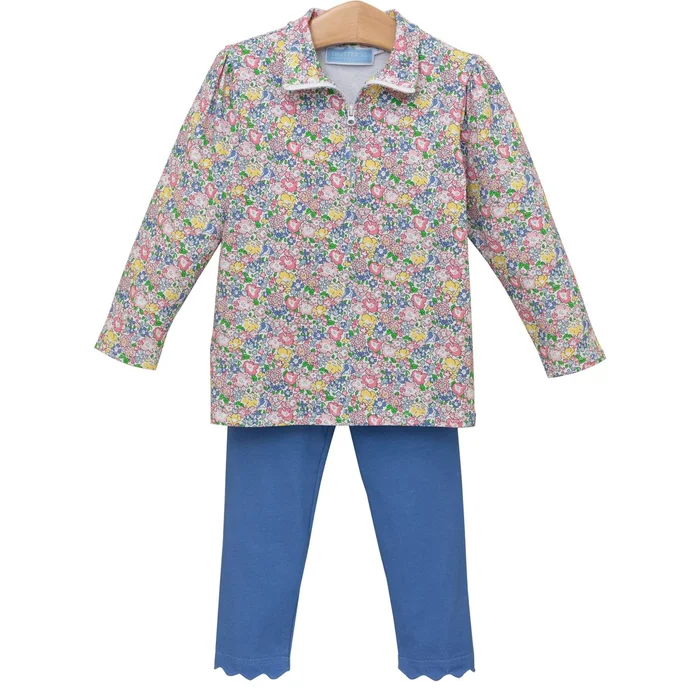 Trotter Street Kids Floral 1/4 Zip Pullover Set