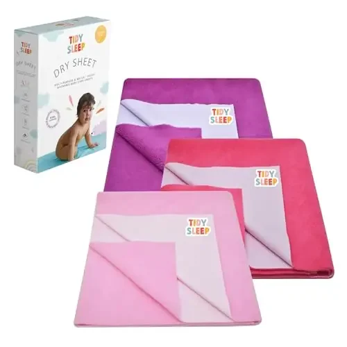 TS-Drysheet TIDY SLEEP Baby Dry Sheet/Mattress Protector (Waterproof/Quickly Dry/Extra Absorbent/Reusable) – Pack of 3