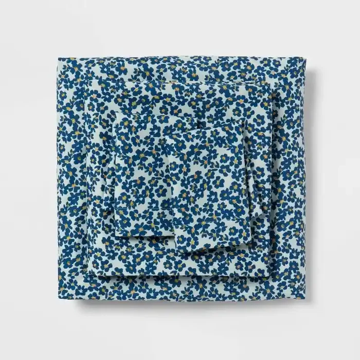 Twin/Twin XL Microfiber Sheet Set Blue Micro Floral – Room Essentials™