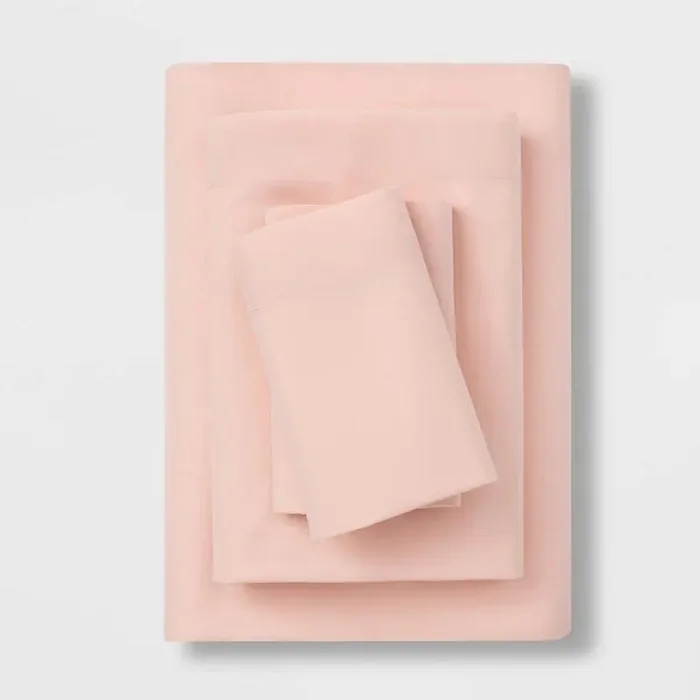 Twin/Twin XL Microfiber Sheet Set Blush – Room Essentials™ Polyester, Peached, 170 Thread Count, 3-Piece Set