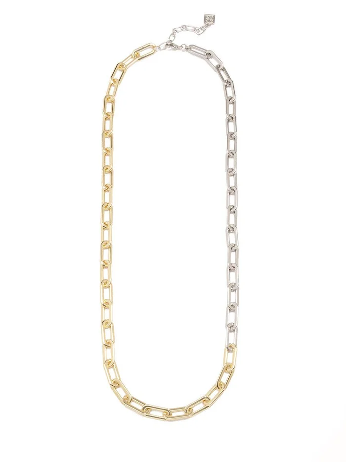 Two-Tone Cable Link Long Necklace