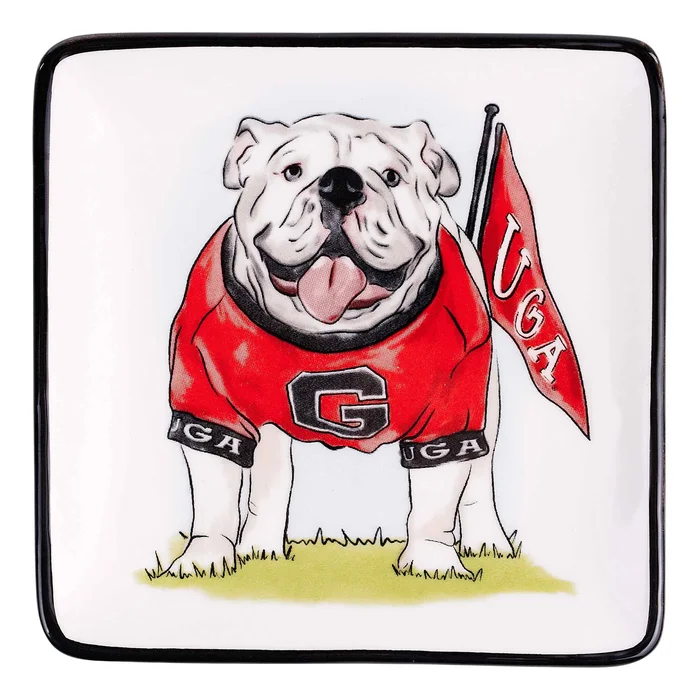 UGA BULLDOG WITH FLAG TRINKET TRAY
