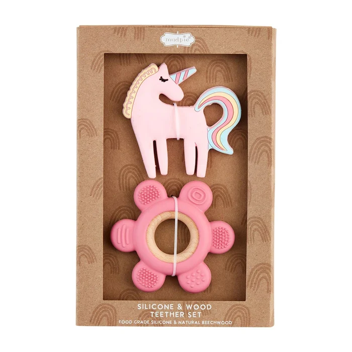 UNICORN & FLOWER TEETHER SET