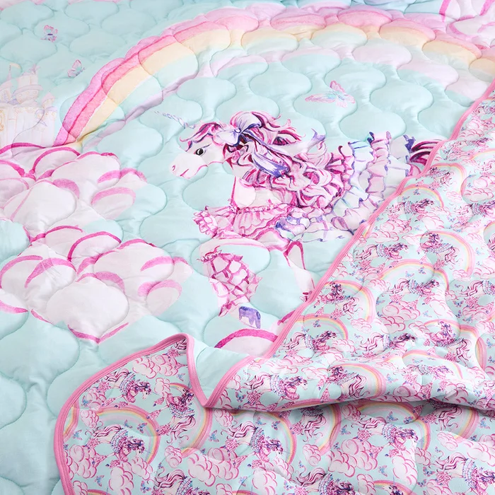 Unicorn Blue Reversible Baby Blanket | Cosette & Posh Unicorn