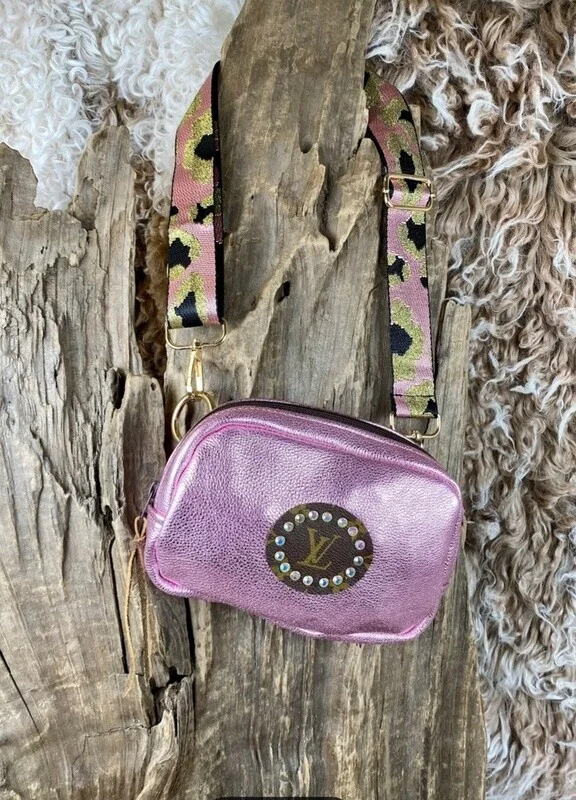 Upcycled LV Paige Crossbody-Light Pink Shimmer
