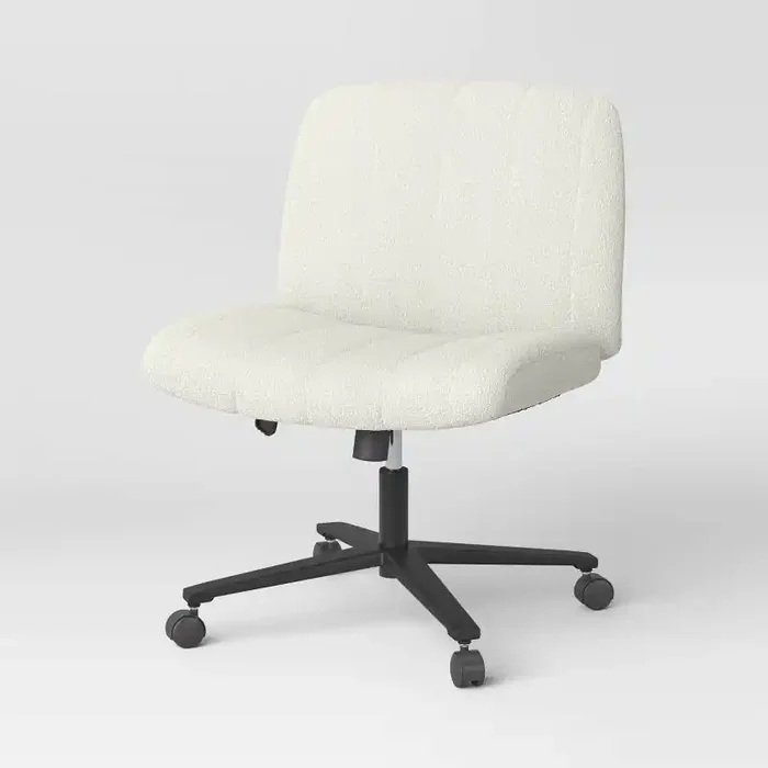 Upholstered Criss Cross Armless Office Chair with Metal Swivel Base – Room Essentials™