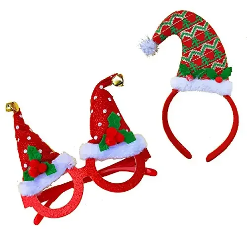 Urvi Creations Christmas Hairband and Goggles Combo Set for Christmas Xmas Funny Party for Children or Adult and Christmas Gift for Kids