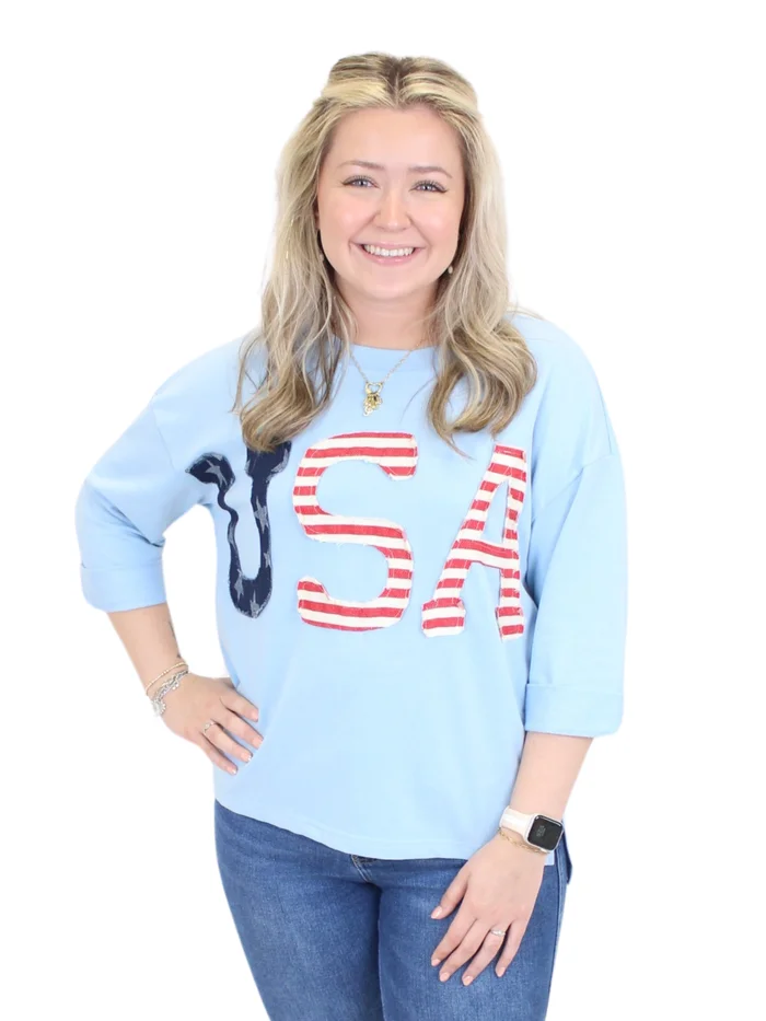 USA 3/4 Sleeve Tee – Blue