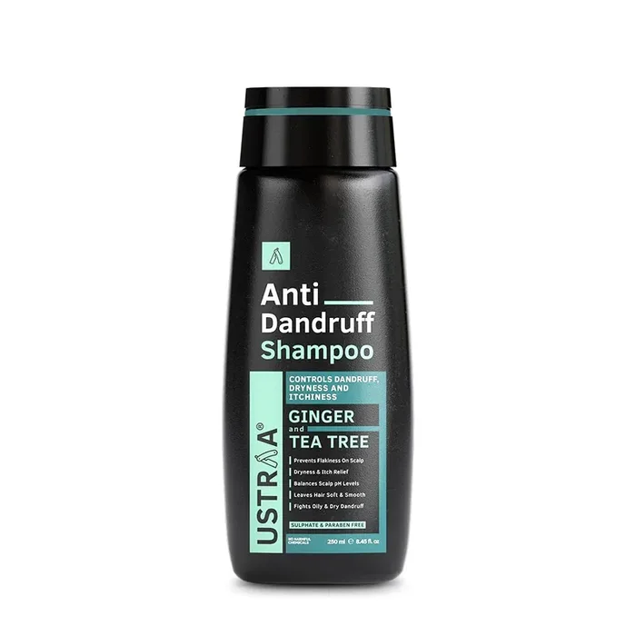 Ustraa Anti-Dandruff Shampoo 250ml – With Climbazole, Ginger & Tea Tree Oil, Controls Dandruff, No Sulphates, No Parabens, No Silicone, No Mineral Oil