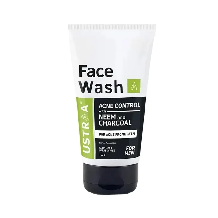 Ustraa Face Wash Acne Control – With Neem & Charcoal – 100g – Oil control, Prevents Acne, Especially for Oily skin Keeps Face Non-sticky, Non-oily No SLS, No Paraben