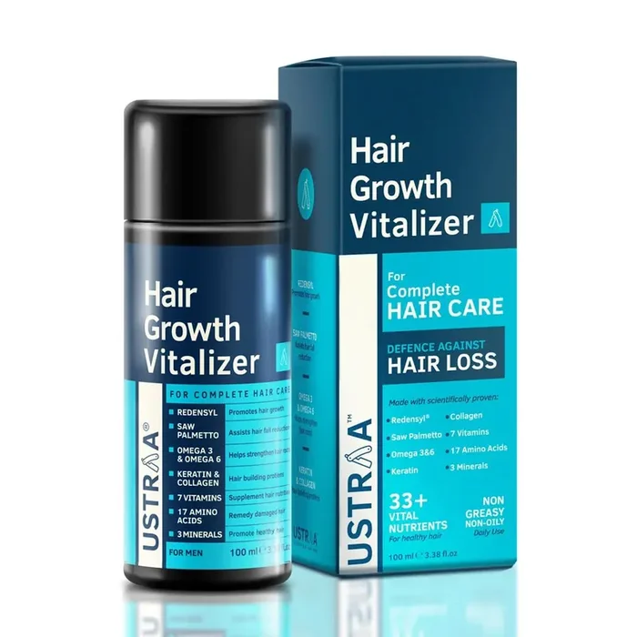 USTRAA Hair Growth Vitalizer – 100ml – Boost hair growth, Prevents hair fall, Delays Hair Greying, With Redensyl and Onion Extract, Non-oily serum for complete hair care and nourishment