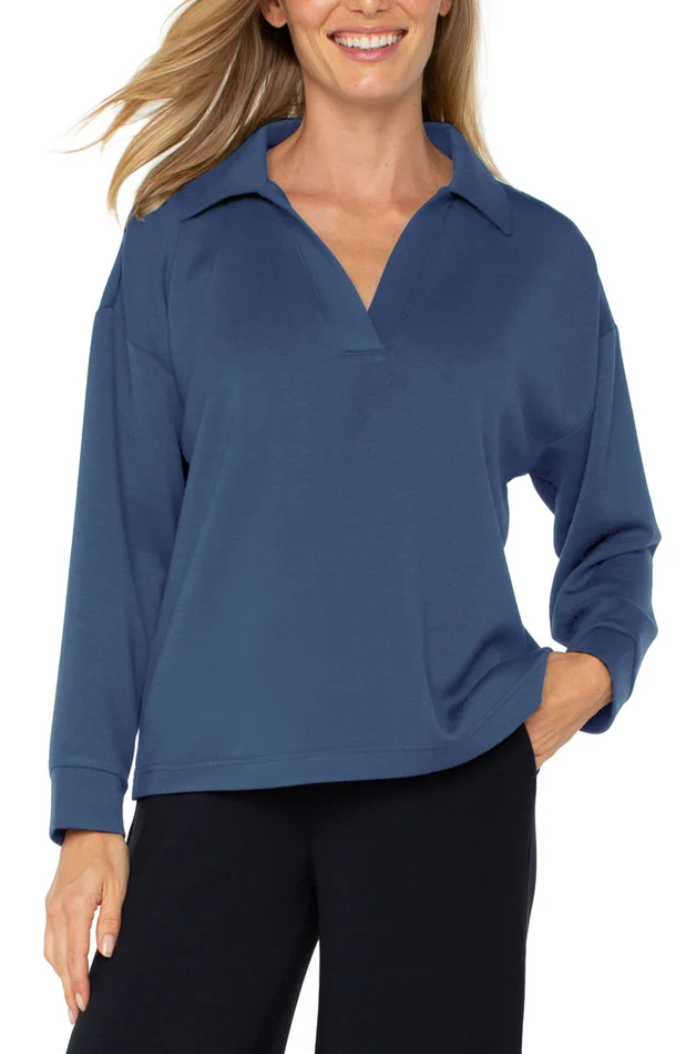 V-Neck Popover – Prussian Blue