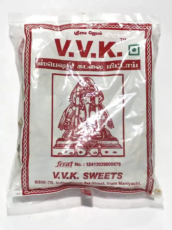 V.V.K.Sweets Kovilpatti VVK Kadalai Mittai – Burfi – Chikkies Candy – Pack of 3 x 250 Grams ( 750 Grams )