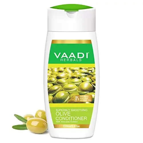 Vaadi Herbals Silky Smooth Conditioner Olive Oil Conditioner with Avocado Extract Herbal Conditioner Sulfate Free Scalp Therapy Moisture Therapy ALL Natural 350 Ml(11.7 Oz)