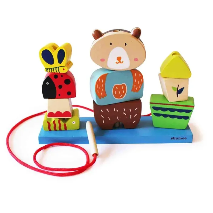 VARANASI WOODEN TOYS 2-in-1 Jungle Lacing and Pegging Toy