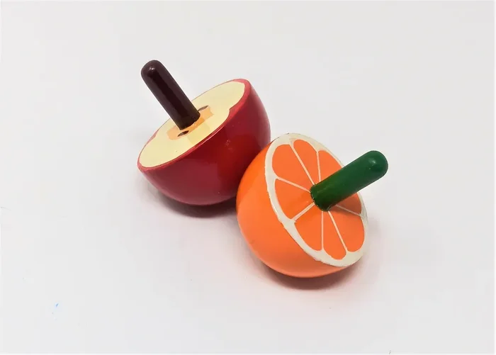 VARANASI WOODEN TOYS Apple and Orange Spinning Tops(Wooden)