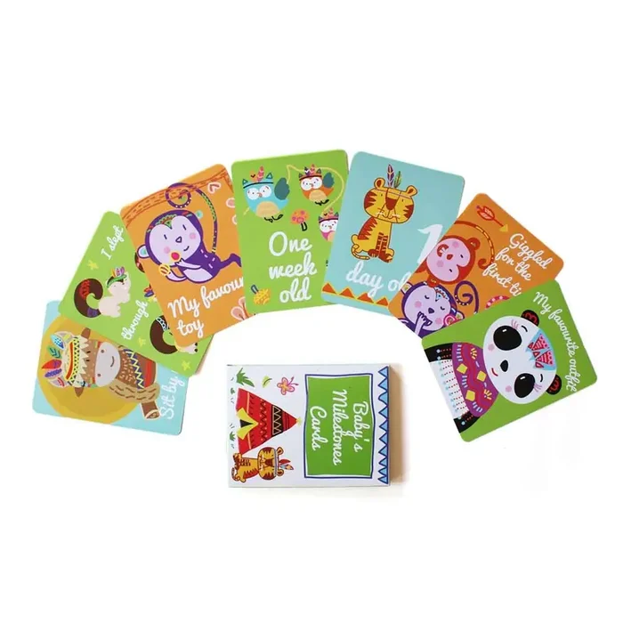 VARANASI WOODEN TOYS Baby‘s Precious Milestones Cards- 0 Years+ 30 Cards Record Months Growth & Baby‘s First Moments Baby Shower Gift Scrapbook Photo Keepsake Monthly Age Markers Card